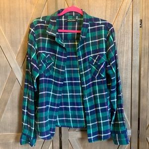 Volcom Plaid Flannel XL Green Blue White Pink